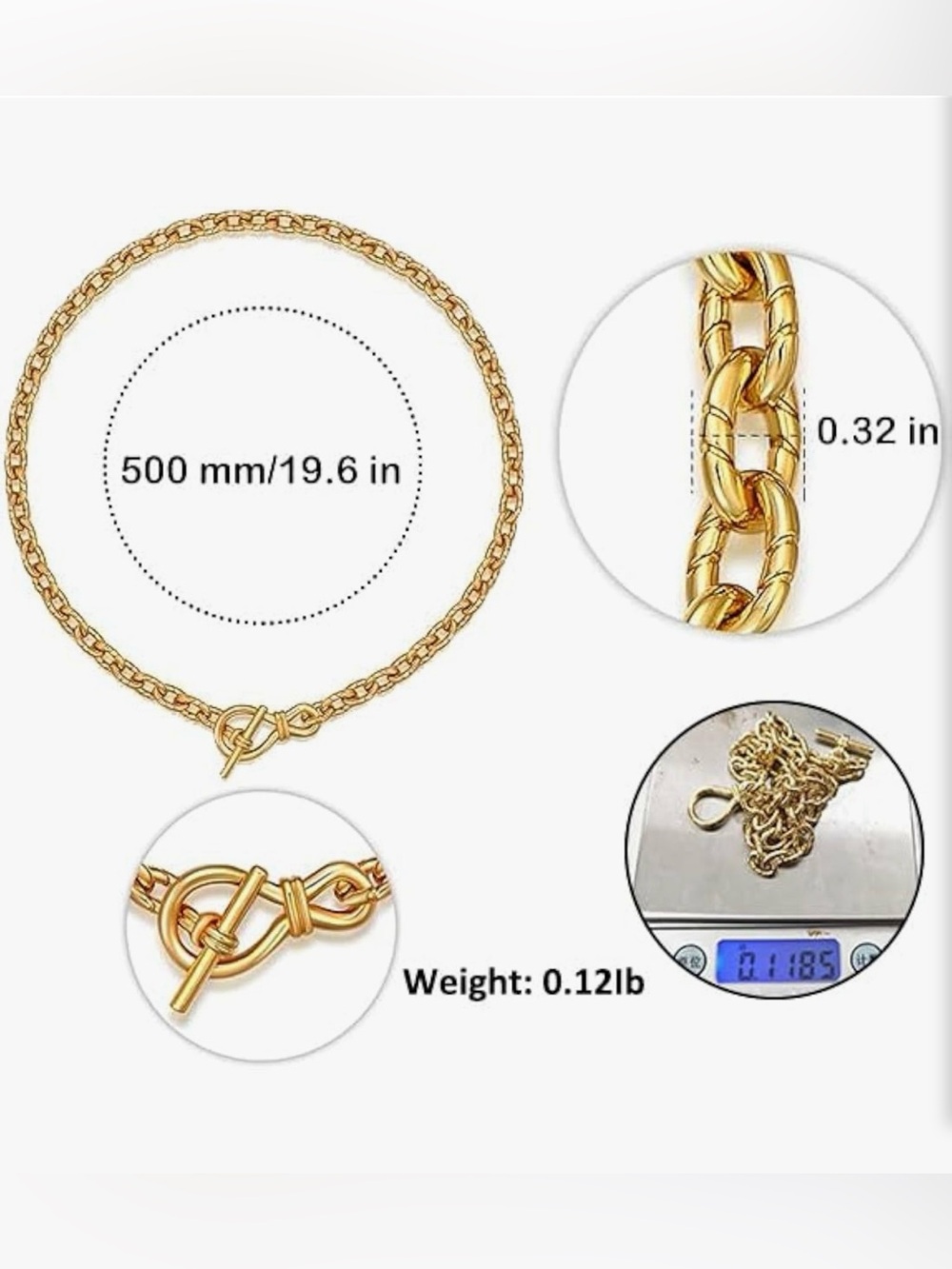NEW 14K Gold Plated Gold Toggle Chain Necklace - Picture 2 of 3